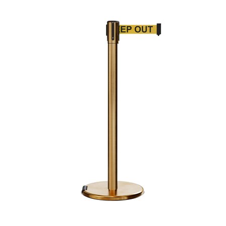 MONTOUR LINE Retractable Belt Rolling Stanchion, 2ft Sat.Brass Post  9ft. Dange ME530-SB-DANGEYB-90